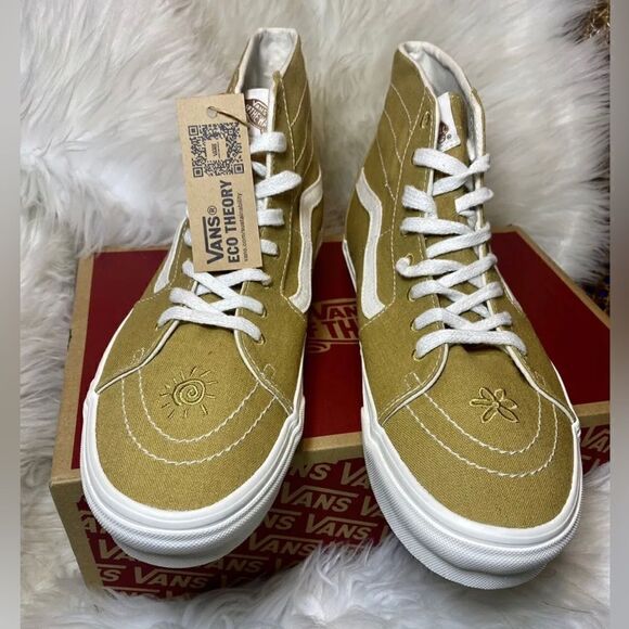 VANS Eco Theory Sk8-Hi Tapered Sneakers Mustard Gold/True White New Sz 11 - Picture 2 of 8